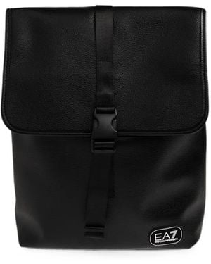 EA7 Rucksack Mit Logo Und Schnallenverschluss - Schwarz