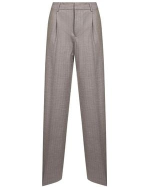 PT Torino Pleated Pinstripe Pants - Gray