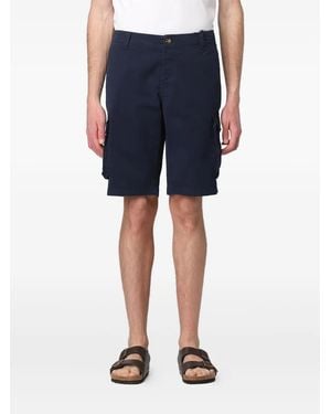 Mc2 Saint Barth Flat-Front Belt-Loops Cargo Shorts - Blue