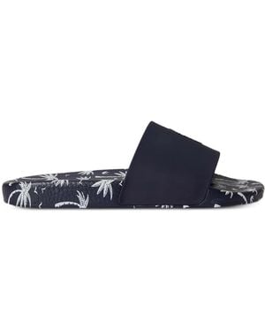 Polo Ralph Lauren Palm-Tree-Print Pony Slides - Blue
