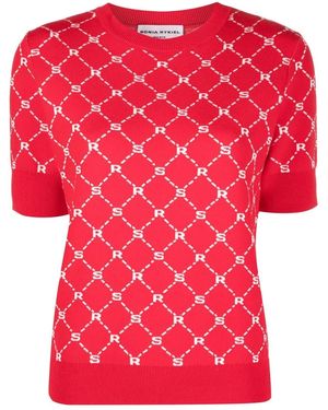 Sonia Rykiel Monogram-Pattern Knitted Top - Red