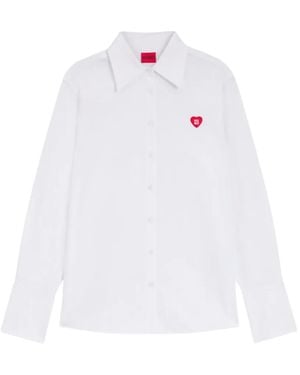 HUGO Relaxed-Fit Blouse With Heart Logo - White