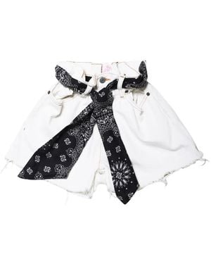 MC2 Saint Barth Short À Imprimé Cachemire Et À Bords Effilochés - White
