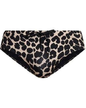 Balmain Leopard-Print Drawstring Swim Trunks - Black