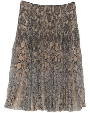 ERMANNO FIRENZE Snake-Print Pleated Midi Skirt - Grey