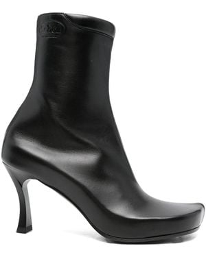 Balenciaga 75Mm Leather Square-Toe Boots - Black