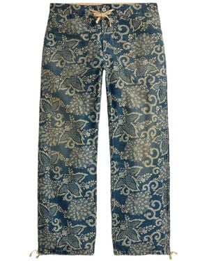 RRL Floral-Pattern Drawstring-Waistband Jeans - Green