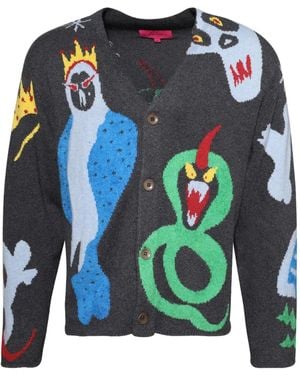 The Elder Statesman Mythical Creatures Cardigan - Blue