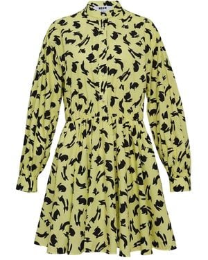 MSGM Rabbit-Print Mini Dress - Green
