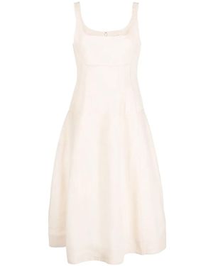 Chloé Neutral Flared Linen Midi Dress - White