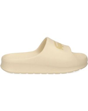 Lacoste Plateau-Pantoletten Mit Kroko-Logo - Natur