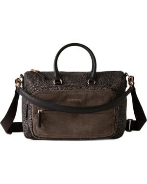 Borbonese Bolso Shopper Con Estampado Op - Negro