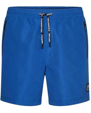 KARL LAGERFELD Logo-Print Swim Shorts - Blue