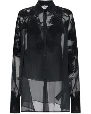 Ermanno Scervino Embroidered Sheer Shirt - Black