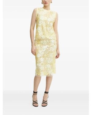 Ermanno Scervino Floral-Embroidered Midi Dress - Metallic