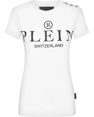 Philipp Plein Logo-Print Cotton T-Shirt - White