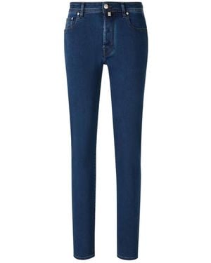 Jacob Cohen Button-Fly Logo-Patch Denim Jeans - Blue
