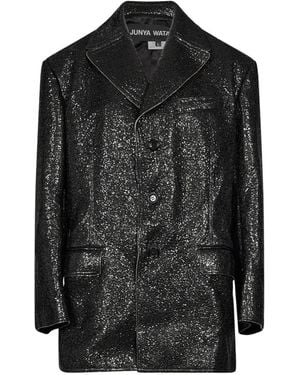 Junya Watanabe Glitter-Detailing Single-Breasted Coat - Black