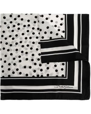 Dolce & Gabbana Polka-Dot Silk Scarf - Black