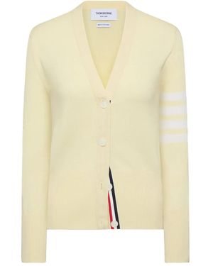 Thom Browne Four-Bar V-Neck Cardigan - Natural