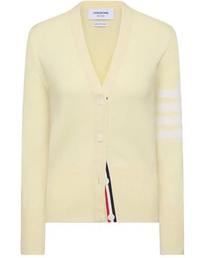 Thom Browne Four-Bar V-Neck Cardigan - Natural