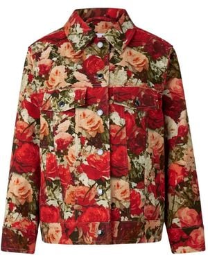 Bogner Jaclyn Floral-Print Denim Jacket - Red