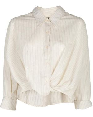 Denimist Pinstripe-Pattern Twisted-Front Shirt - White