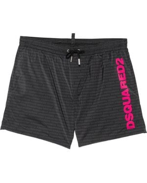 DSquared² Logo-Print Drawstring Swim Shorts - Black