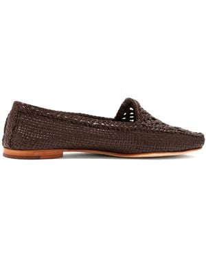 Dragon Diffusion Woven Leather Loafers - Brown