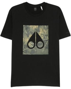 Moose Knuckles Leaf-print T-shirt - Black