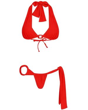 Amir Slama Halter-Neck Bow-Detail Bikini - Red
