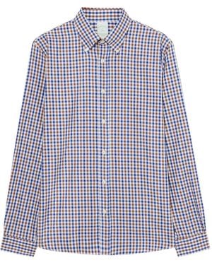 Brooks Brothers Slim Fit Checked Twill Shirt With Button Down Collar - Purple
