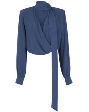FEDERICA TOSI Tie-Neck Wrap Blouse - Blue
