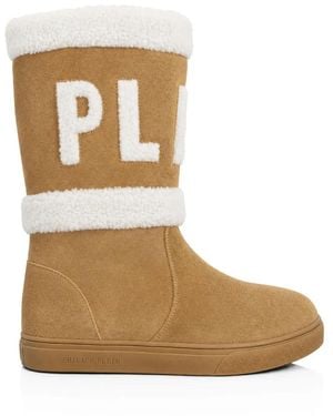 Philipp Plein Laarzen Met Afwerking Van Imitatielamswol En Logopatch - Bruin