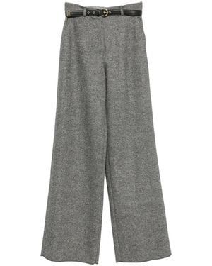 Max Mara Belted Wool Trousers - Grey