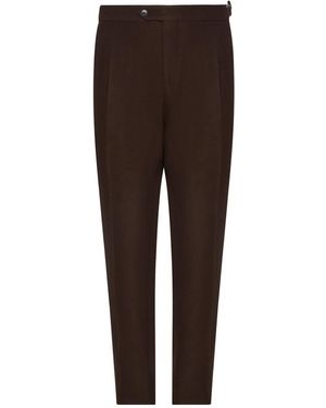 Franzese Collection Double Waistband Dart Trousers - Brown