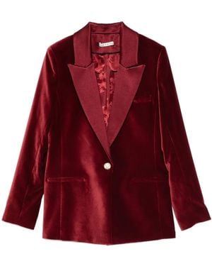 Alice + Olivia Geknöpfte Jacke mit Revers - Rot