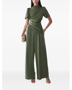 Willa Pika Draped Short-Sleeve Jumpsuit - Green
