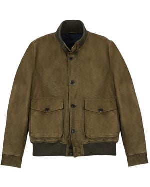 Slowear Suede Bomber Jacket - Green