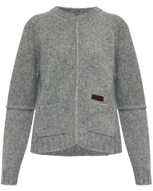 DSquared² Logo-Patch Ribbed-Knit Jumper - Grey