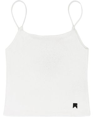 Rhude Sheer Ribbed Tank Top - White