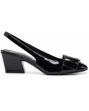 Ferragamo Briget Patent-Leather Slingback Court Shoes - Black