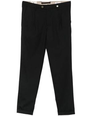 Myths Pleated Turn-Up Trousers - Black