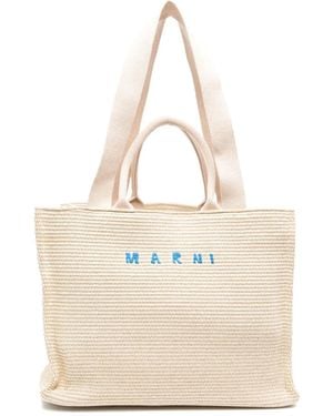 Marni Shopper mit Logo-Stickerei - Natur