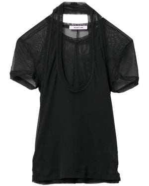 Helmut Lang See-Through Short-Sleeve Top - Black