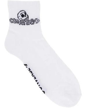 Converse Embroidered Logo-Patch Socks - White