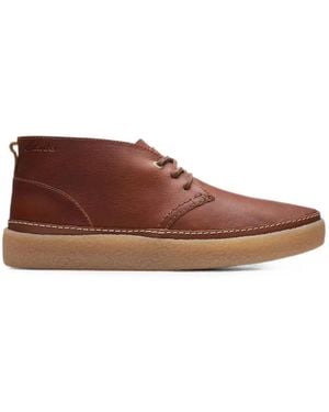 Clarks Oakpark Mid Leather Derby Boots - Brown
