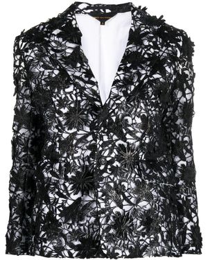 Comme des Garçons フローラルレース シングルジャケット - ブラック