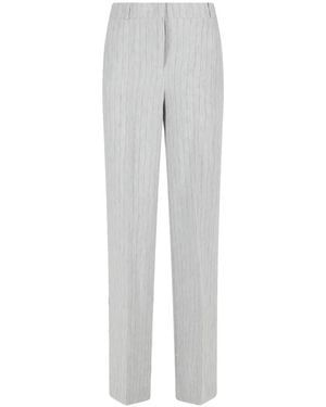Kiltie Andrea Vertical-Stripe Straight-Leg Pants - Gray