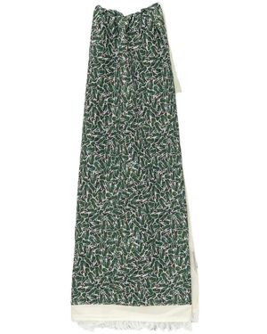 Lacoste Crocodile-Print Fringed Scarf - Green